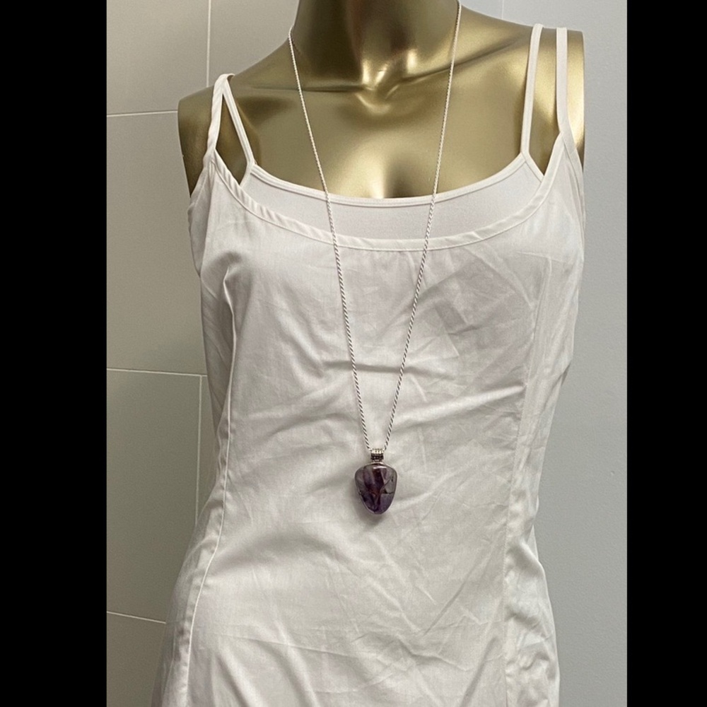 Purple amethyst mineral quartz 925 silver pendant